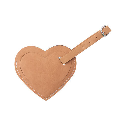 Etichetta bagaglio in pelle per sublimazione - cuore Marrone