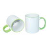 Tazza 330 ml con il manico verde chiaro  Sublimazione Termostampa