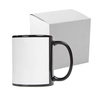 Tazza nera 330 ml con cornice bianca per sublimazione con scatola di cartone