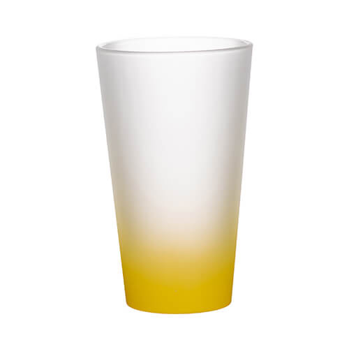 Vetro smerigliato da 450 ml con manico giallo per sublimazione