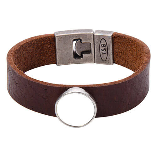 Bracciale in pelle con cerchio per stampa sublimatica  col. marrone
