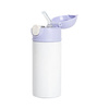 Borraccia - bottiglia per bambini da 360 ml per sublimazione - bianca con tappo viola