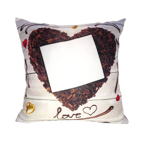 Federa in raso bicolore 38 x 38 cm per sublimazione - Cuore di cioccolato