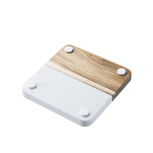 Set di 4 sottobicchieri quadrati in marmo e legno per incisione