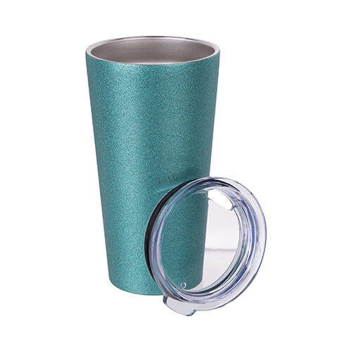 Bicchiere termico in acciaio inox da 480 ml per sublimazione - glitter Blu