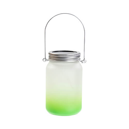 Lanterna da 450 ml con manico in metallo - sfumatura verde
