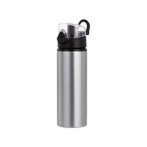 Borraccia in metallo da 750 ml - argento con chiusura nera - da sublimare