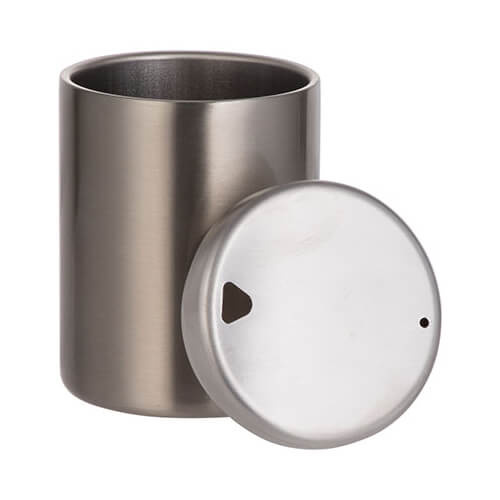 Una tazza senza manico da 300 ml in acciaio inossidabile con coperchio per sublimazione - argento