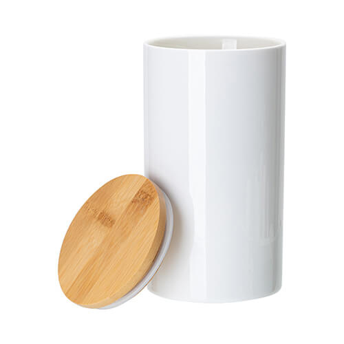 Contenitore in ceramica da 900 ml con coperchio in legno per sublimazione