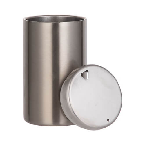 Una tazza senza manico da 400 ml in acciaio inossidabile con coperchio per sublimazione - argento