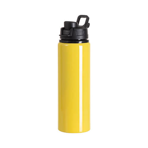 Borraccia in alluminio da 750 ml con coperchio in plastica e impugnatura a sublimazione - giallo
