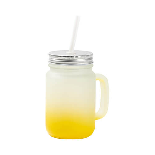 Tazza in vetro smerigliato Mason Jar per sublimazione - sfumatura giallo