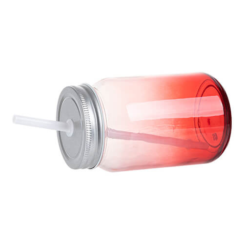 Tazza in vetro Mason Jar da 450 ml senza manico per sublimazione - sfumatura rosso