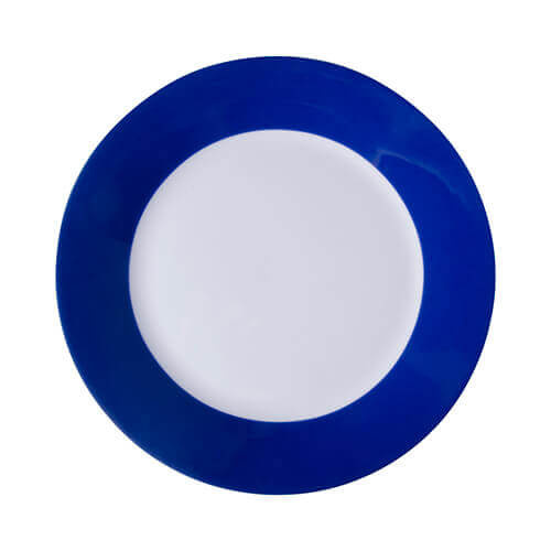Piatto 20,5cm con bordo blu per la sublimazione