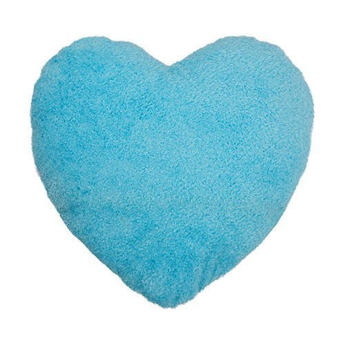 Federa a cuore in peluche per sublimazione - bianca e cielo blu