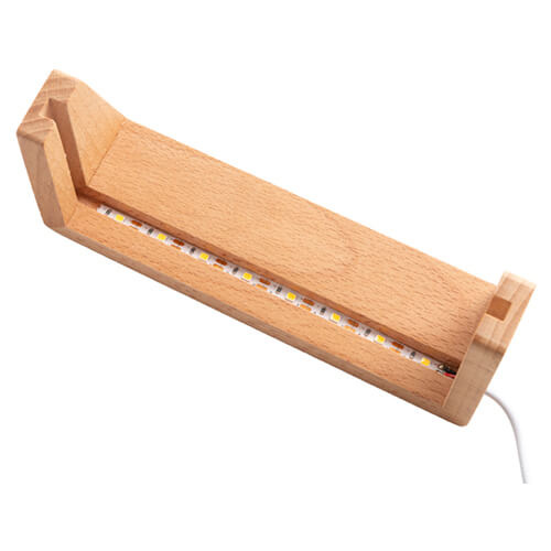 Base in legno a forma di U per lampada LED - 16,5 cm