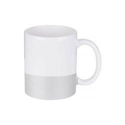Tazza 330 ml con una striscia glitter argento Sublimazione Termostampa