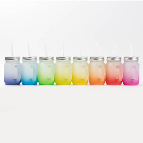 Tazza in vetro smerigliato Mason Jar per sublimazione - sfumatura giallo