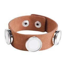 Bracciale marrone in pelle scamosciata con 3 cerchi per stampa sublimatica 
