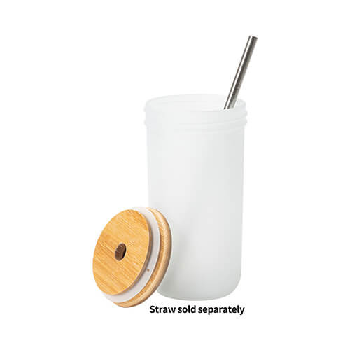 Tazza in vetro Mason Jar da 650 ml con tappo a vite in bambù per sublimazione