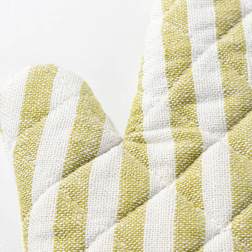 Guanto da forno termoisolante per sublimazione - crema con strisce verde chiaro