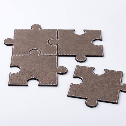 Sottobicchiere in pelle a forma di puzzle per sublimazione - grigio