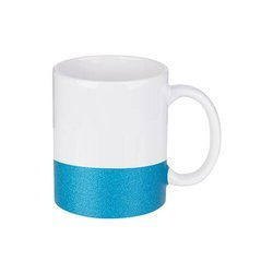 Tazza 330 ml con una striscia glitter blu Sublimazione Termostampa