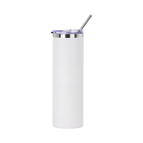 Bicchiere in acciaio inox da 900 ml con cannuccia a sublimazione - bianco opaco