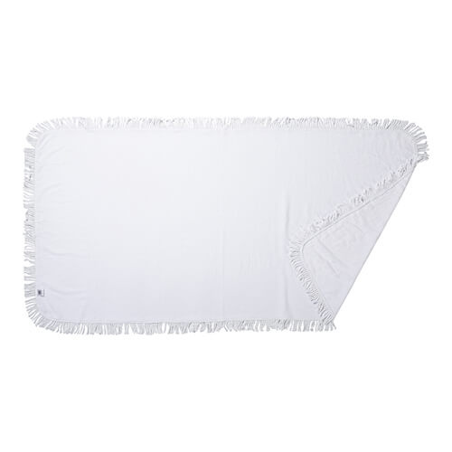Asciugamano in microfibra 152 x 76 cm con frange per sublimazione - bianco
