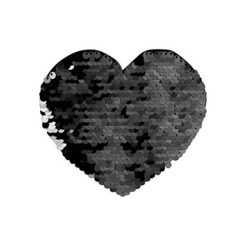 Patch paillettes cuore bicolore da sublimare - colore nero 12 x 10,5 cm