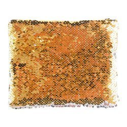 Borsetta per cosmetici 20,5 x 16 cm con paillettes dorate per la sublimazione