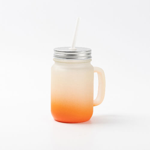 Tazza in vetro smerigliato Mason Jar per sublimazione - sfumatura arancia