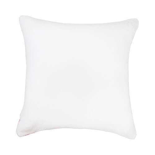Fodera in peluche 40 x 40 cm per sublimazione - bianca e rosa