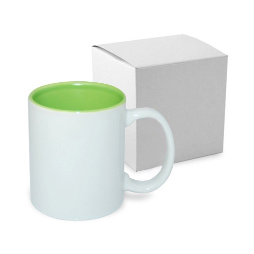 Tazza 330 ml con l'interno verde chiaro con la scatola Sublimazione Termostampa