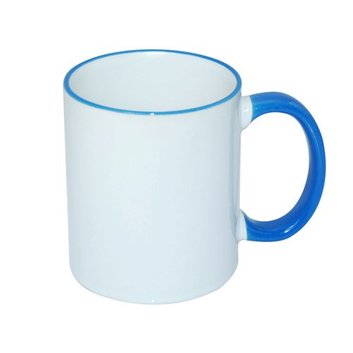 Tazza 330 ml ECO con il manico blu Sublimazione Termostampa