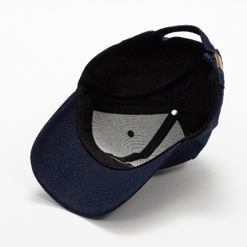 Cappello da baseball in cotone con toppa rotonda in velcro per la sublimazione - blu navy