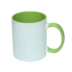 Tazza 330 ml ECO FUNNY con interno e manico verde chiaro Sublimazione Termostampa