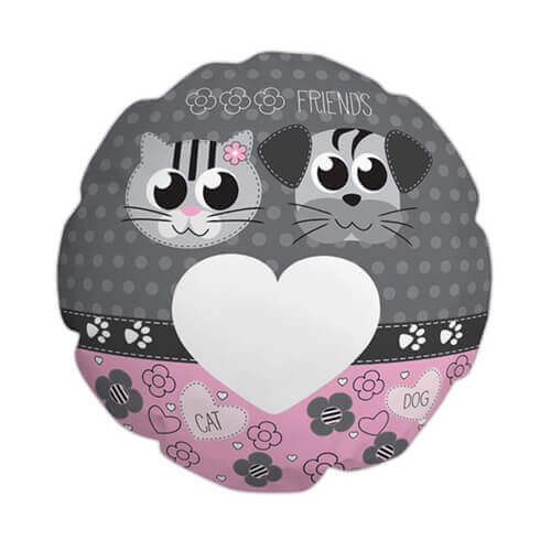 Federa in poliestere Ø 60 cm per sublimazione - Gatto e cane