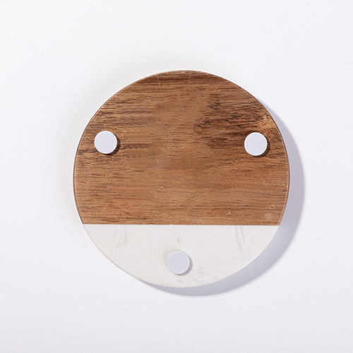 Set di 4 sottobicchieri rotondi in marmo e legno per incisioni