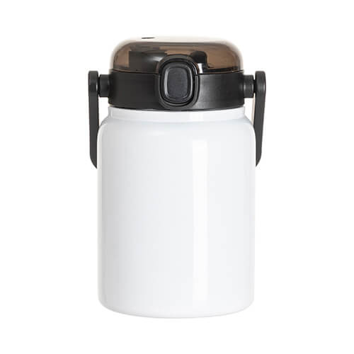 Bottiglia da viaggio in acciaio inox da 750 ml con manico a sublimazione - bianco