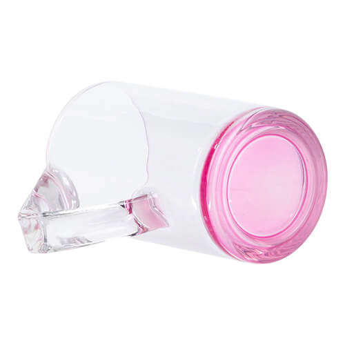 Mug in vetro da 400 ml con manico triangolare per sublimazione - fondo rosa