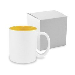 Tazza 330 ml ECO con l'interno giallo dorato con la scatola Sublimazione Termostampa