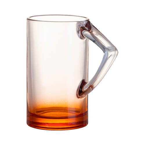 Mug in vetro da 400 ml con manico triangolare per sublimazione - fondo arancione