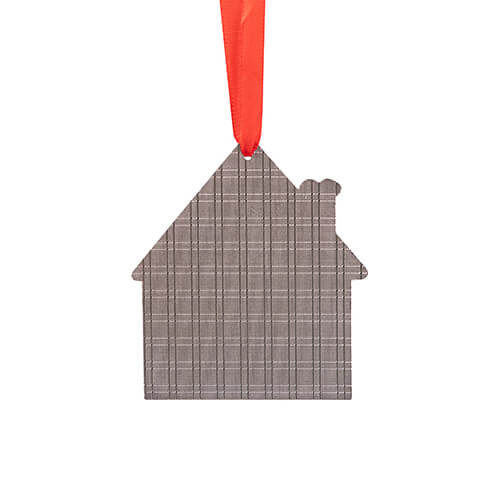 Ciondolo albero di Natale in metallo per sublimazione - casa gialla