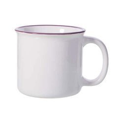Tazza in ceramica, smaltato 300 ml Sublimazione Termostampa - bianco con bordo viola