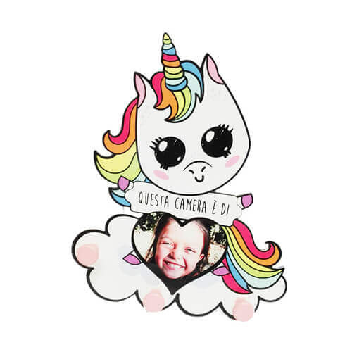 Appendiabiti in MDF per sublimazione - Unicorno - cerchi blu