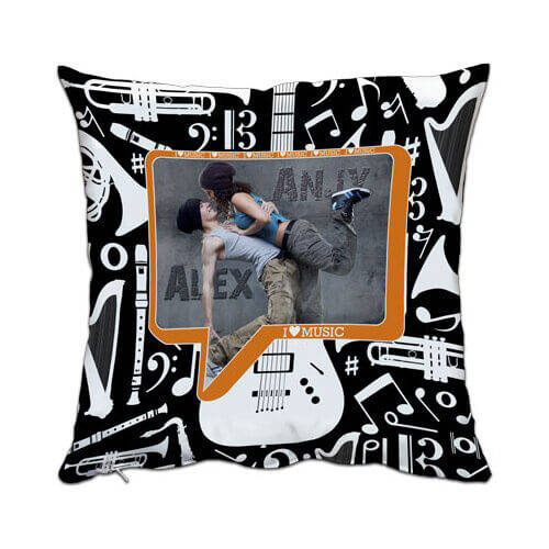 Federa in raso bicolore 38 x 38 cm per sublimazione - I ♥ musica