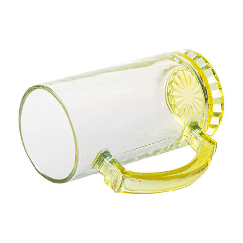 Tazza in vetro da 470 ml per sublimazione - orecchio e fondo gialli