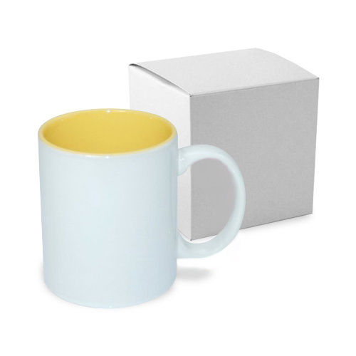 Tazza 330 ml con l'interno giallo con la scatola Sublimazione Termostampa