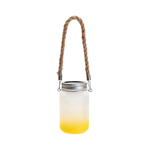 Lanterna da 450 ml con manico in corda - sfumatura giallo